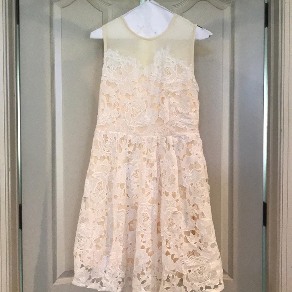 Off-white lace overlay dress